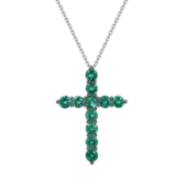 Колье с изумрудами и бриллиантом, белое золото