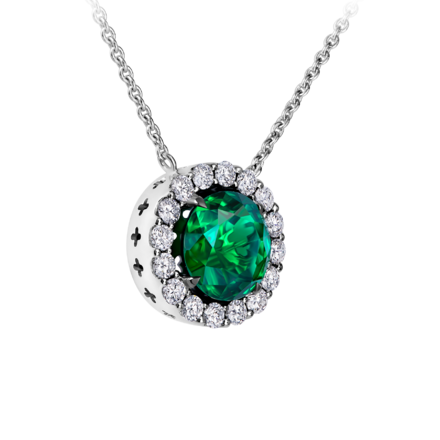 Колье с изумрудом и бриллиантами, белое золото 2