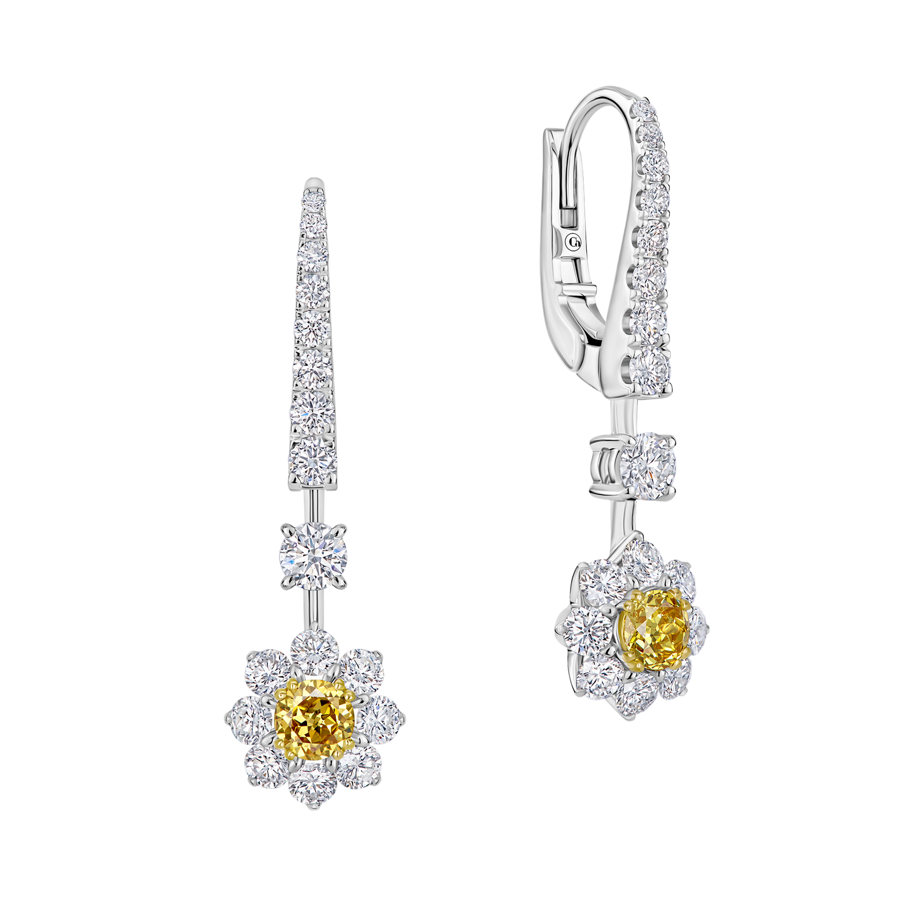 Серьги с бриллиантами, белое золото