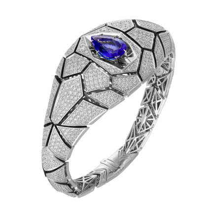 Браслет с танзанитом и бриллиантами, белое золото