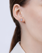 Пусеты с бриллиантами, белое золото, нанокерамика