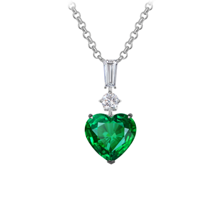 Колье с изумрудом и бриллиантами, белое золото