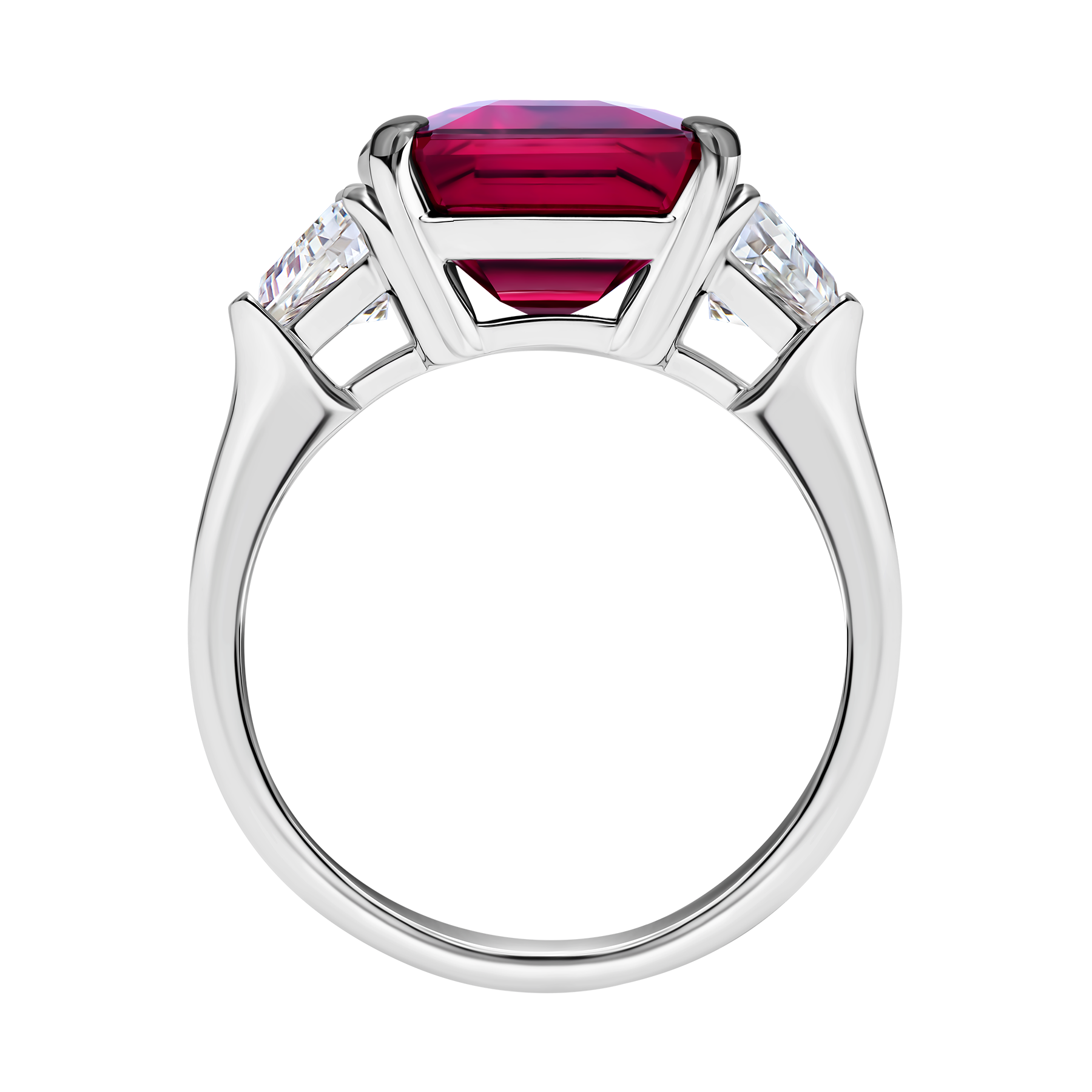 Кольцо с турмалином рубеллитом и бриллиантами, белое золото