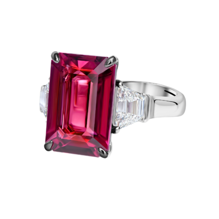 Кольцо с турмалином рубеллитом и бриллиантами, белое золото 4