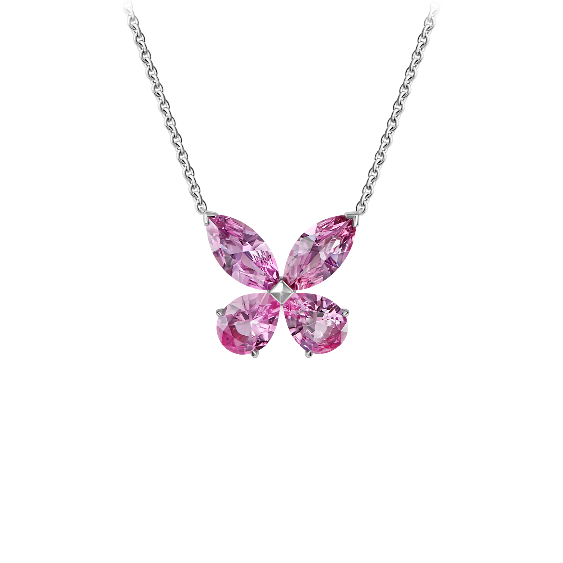 Колье с розовыми сапфирами, белое золото