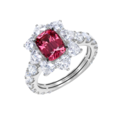 Кольцо со шпинелью и бриллиантами, белое золото