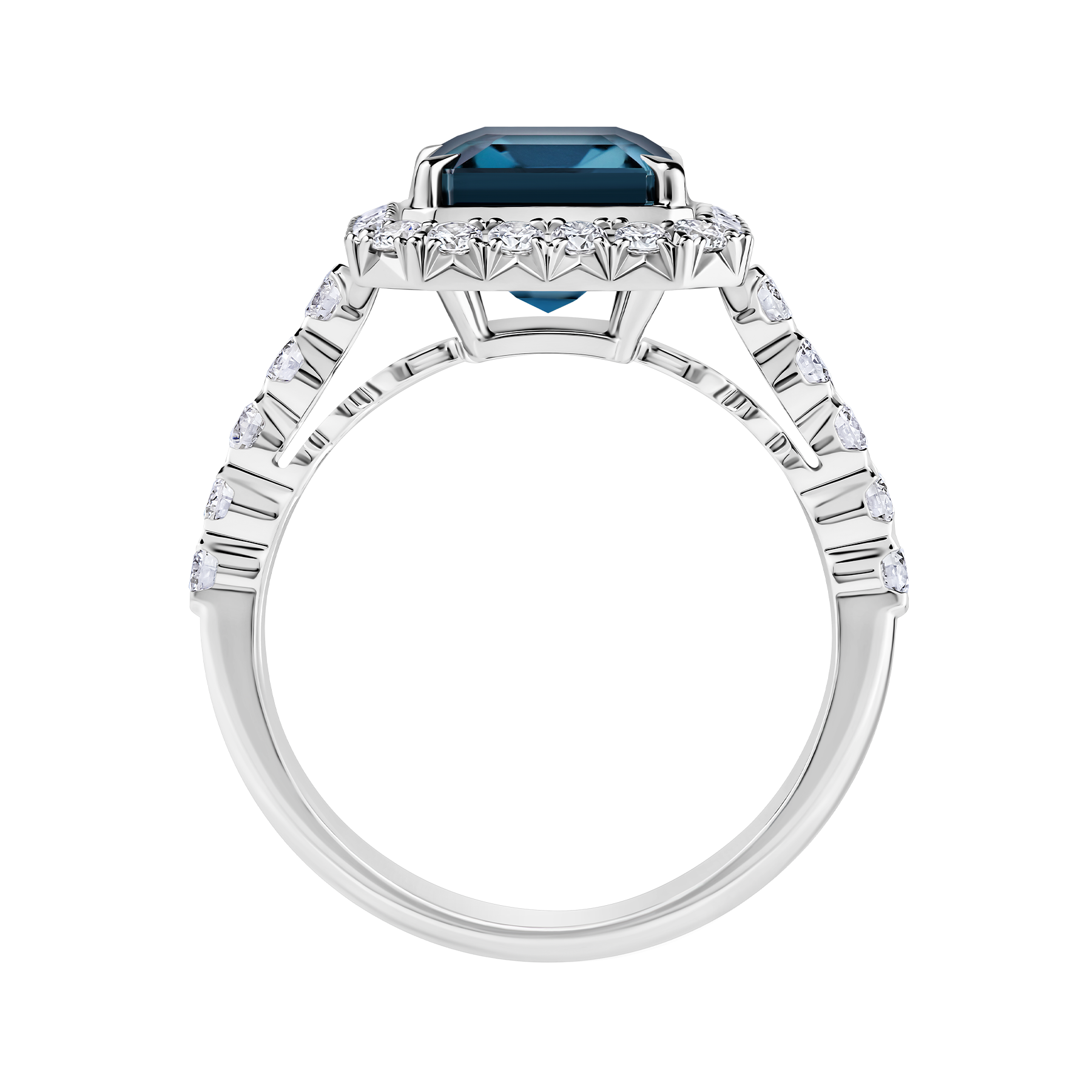 Кольцо с топазом Лондон и бриллиантами, белое золото