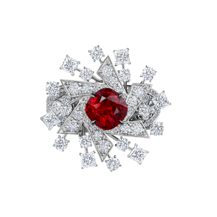 Кольцо с рубином и бриллиантами, белое золото 2