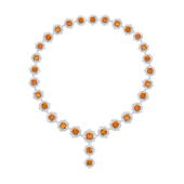 Колье со спессартинами и бриллиантами, белое золото