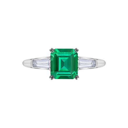 Кольцо с изумрудом и бриллиантами, белое золото 2