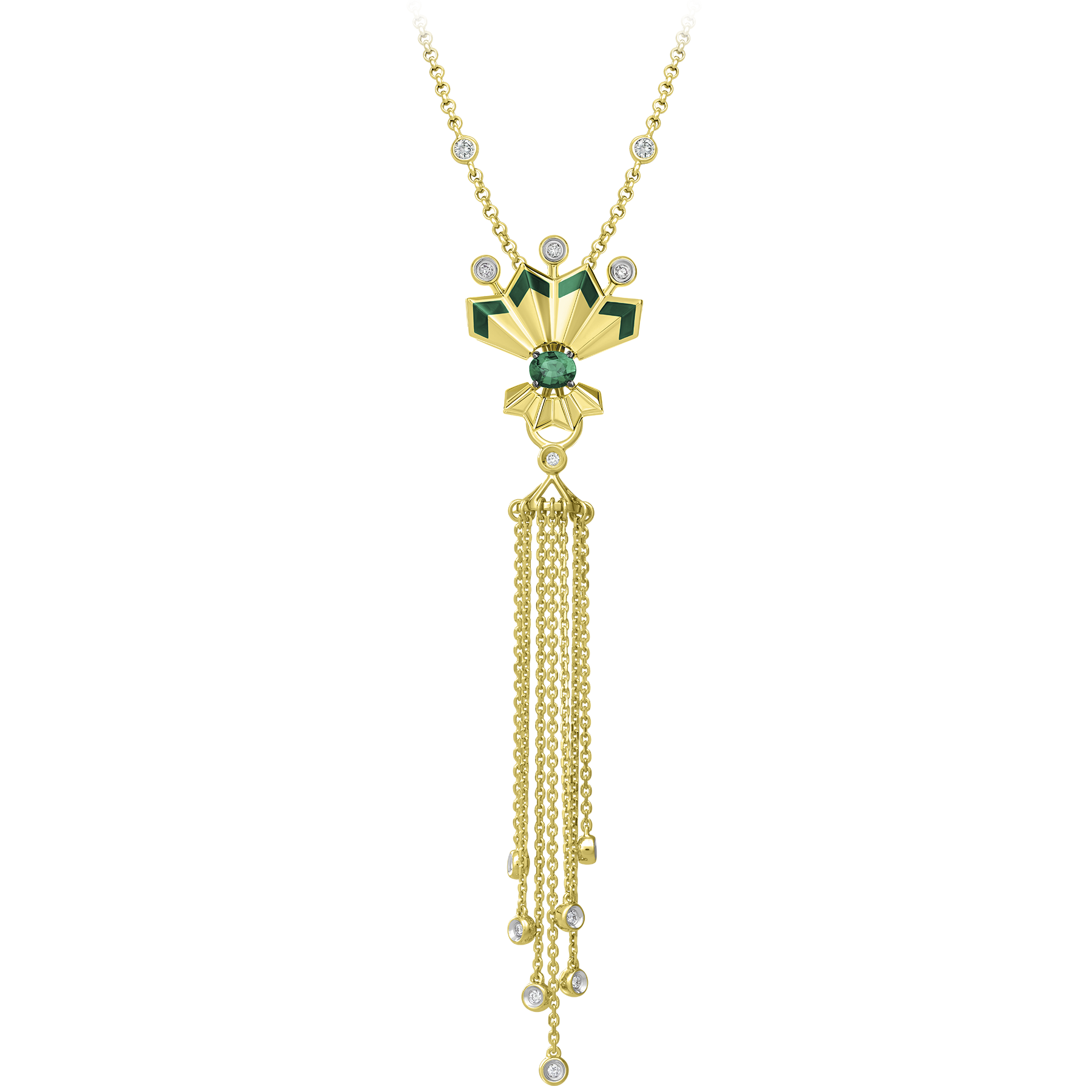 Подвес с изумрудом и бриллиантами, желтое золото, н.керамика