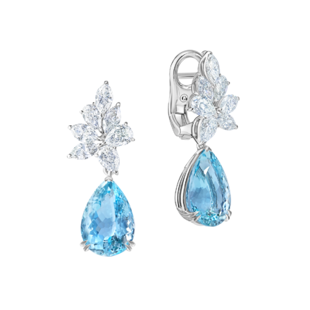 Серьги с аквамаринами и бриллиантами, белое золото 2