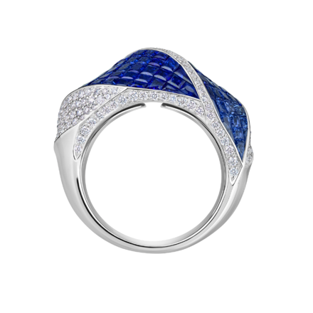 Кольцо с сапфирами и бриллиантами, белое золото 3