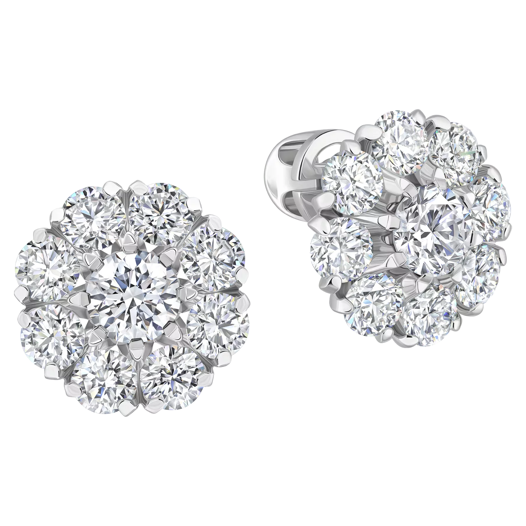 Пусеты с бриллиантами, белое золото