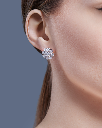 Пусеты с бриллиантами, белое золото 2