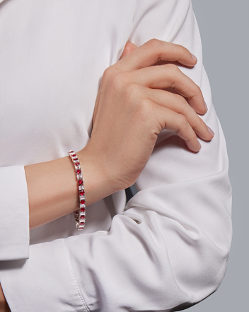 Браслет с рубинами и бриллиантами, белое золото 2