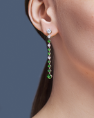 Серьги с демантоидами и бриллиантами, белое золото