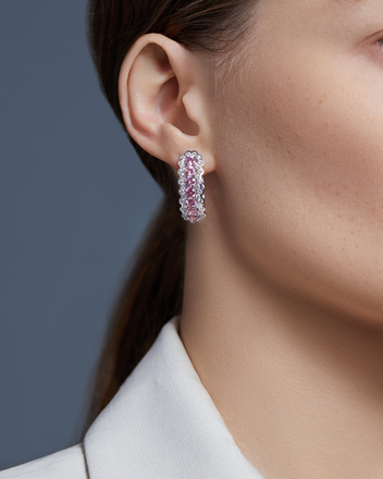 Серьги с розовыми сапфирами и бриллиантами, белое золото 2