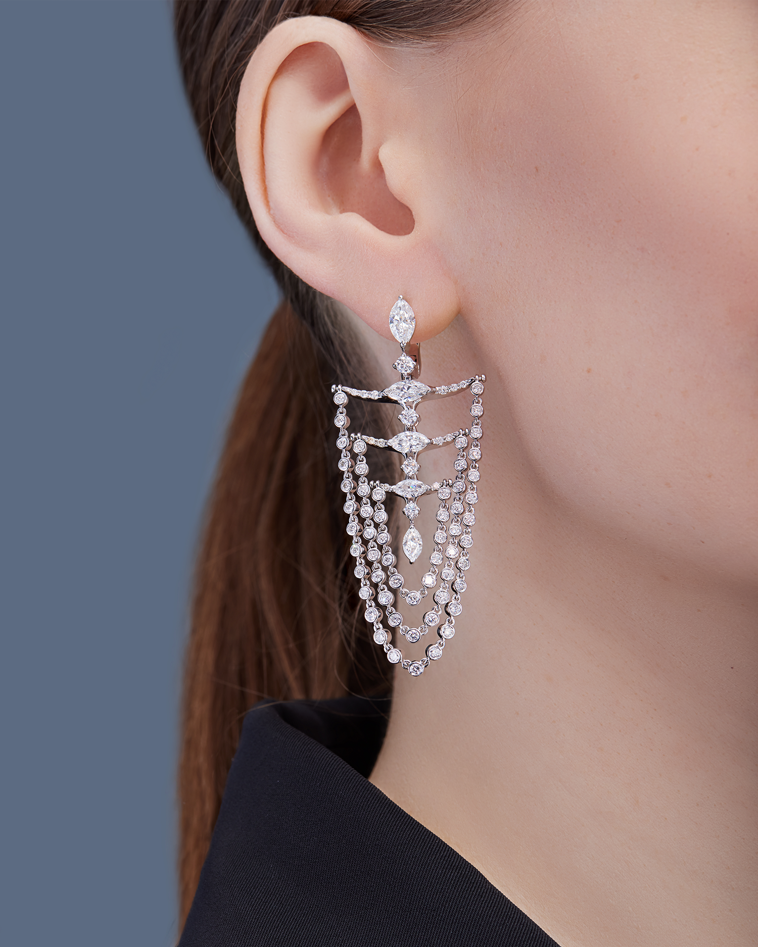 Серьги с бриллиантами, белое золото