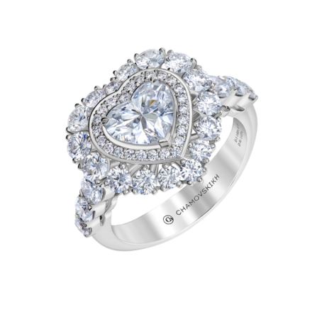  Кольцо с бриллиантами, белое золото