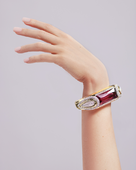 Браслет с турмалином рубеллитом и бриллиантами, желтое золото