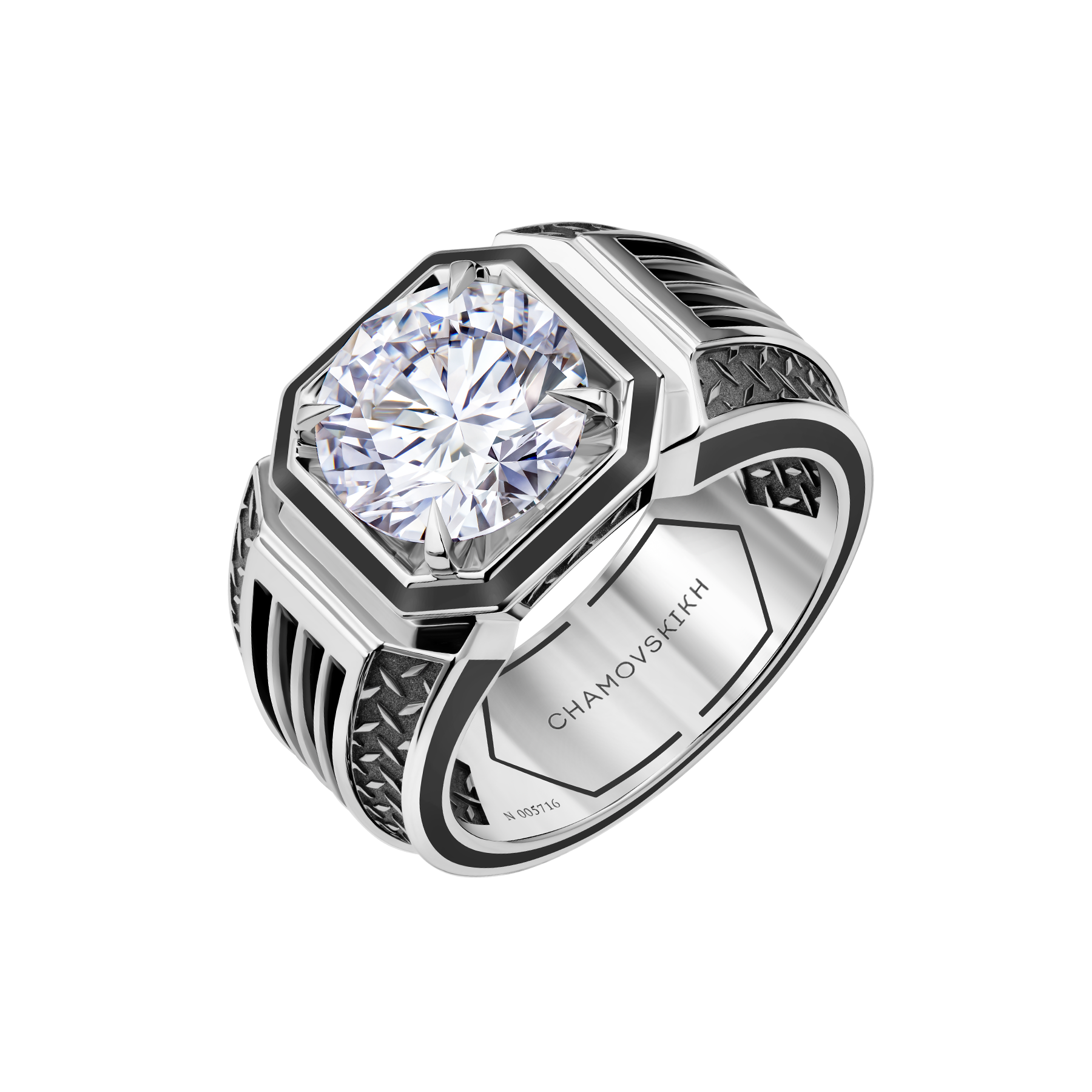 Кольцо с бриллиантом, белое золото, н. керамика