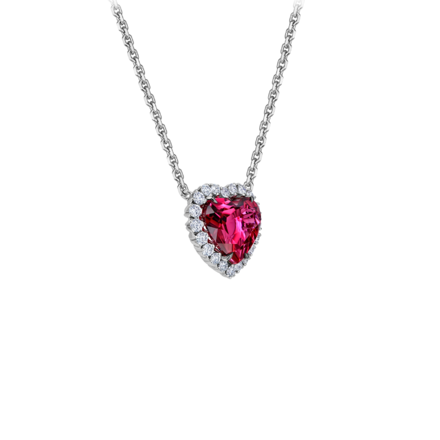 Колье с турмалином рубеллитом и бриллиантами, белое золото 2