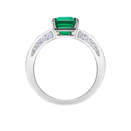 Кольцо с изумрудом и бриллиантами, белое золото 3
