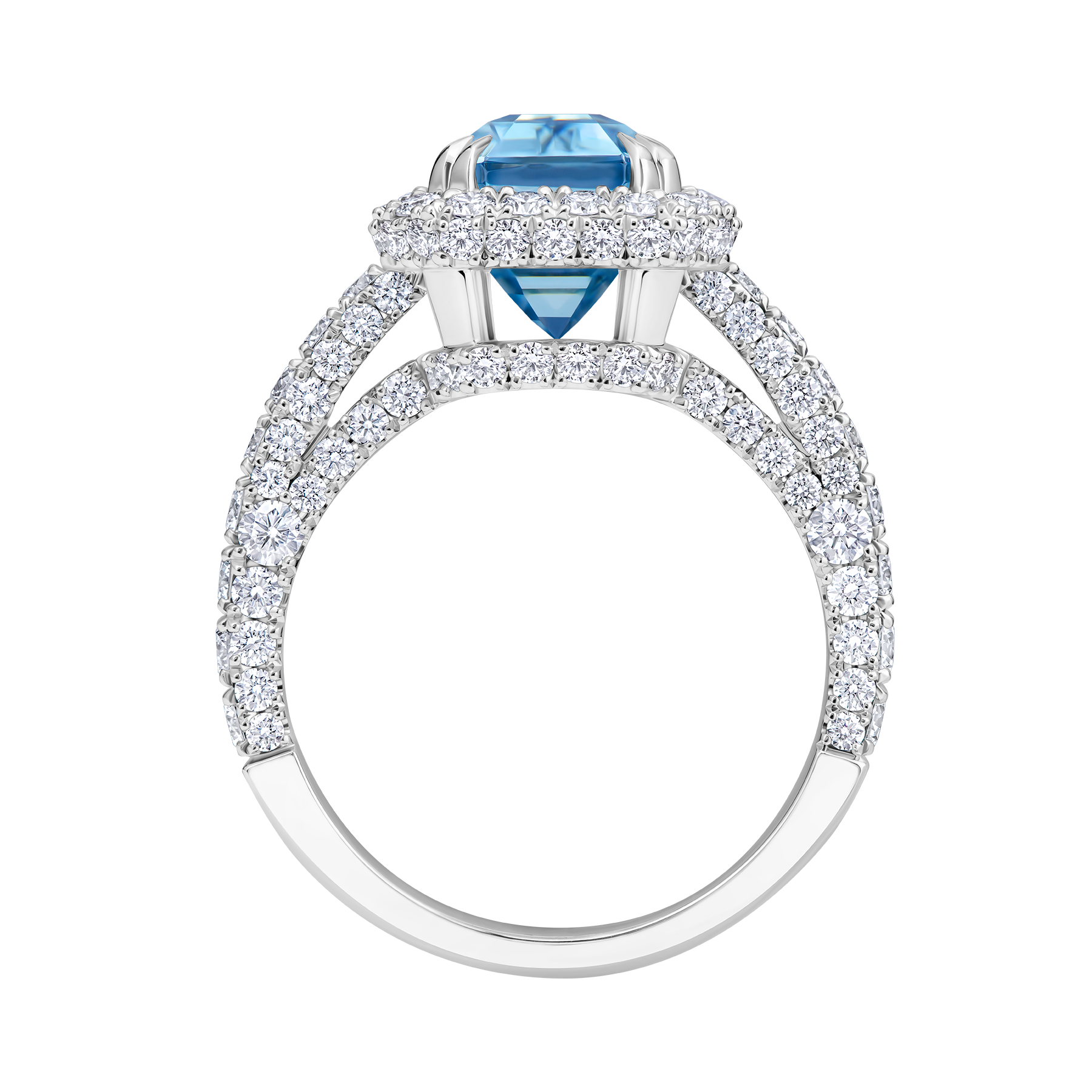 Кольцо с аквамарином и бриллиантами, белое золото