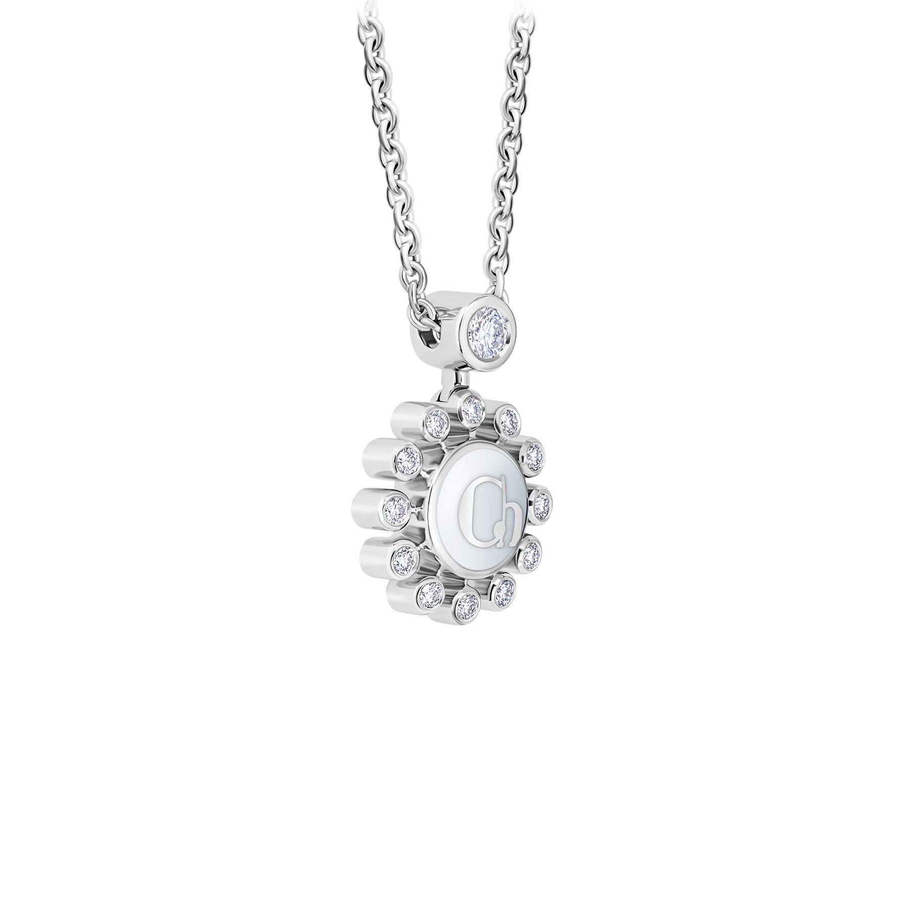 Колье с бриллиантами, белое золото, нанокерамика