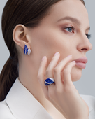 Кольцо с сапфирами и бриллиантами, белое золото