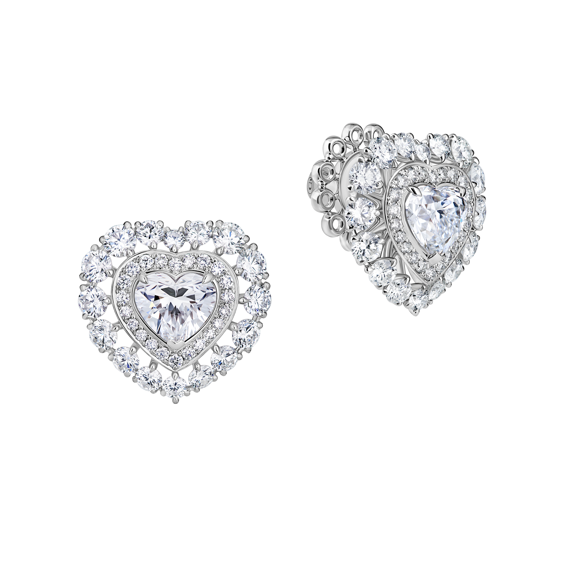 Пусеты с бриллиантами, белое золото