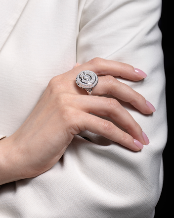 Кольцо с бриллиантами, белое золото 6