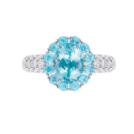 Кольцо с турмалинами параиба и бриллиантами, желтое и белое золото 5