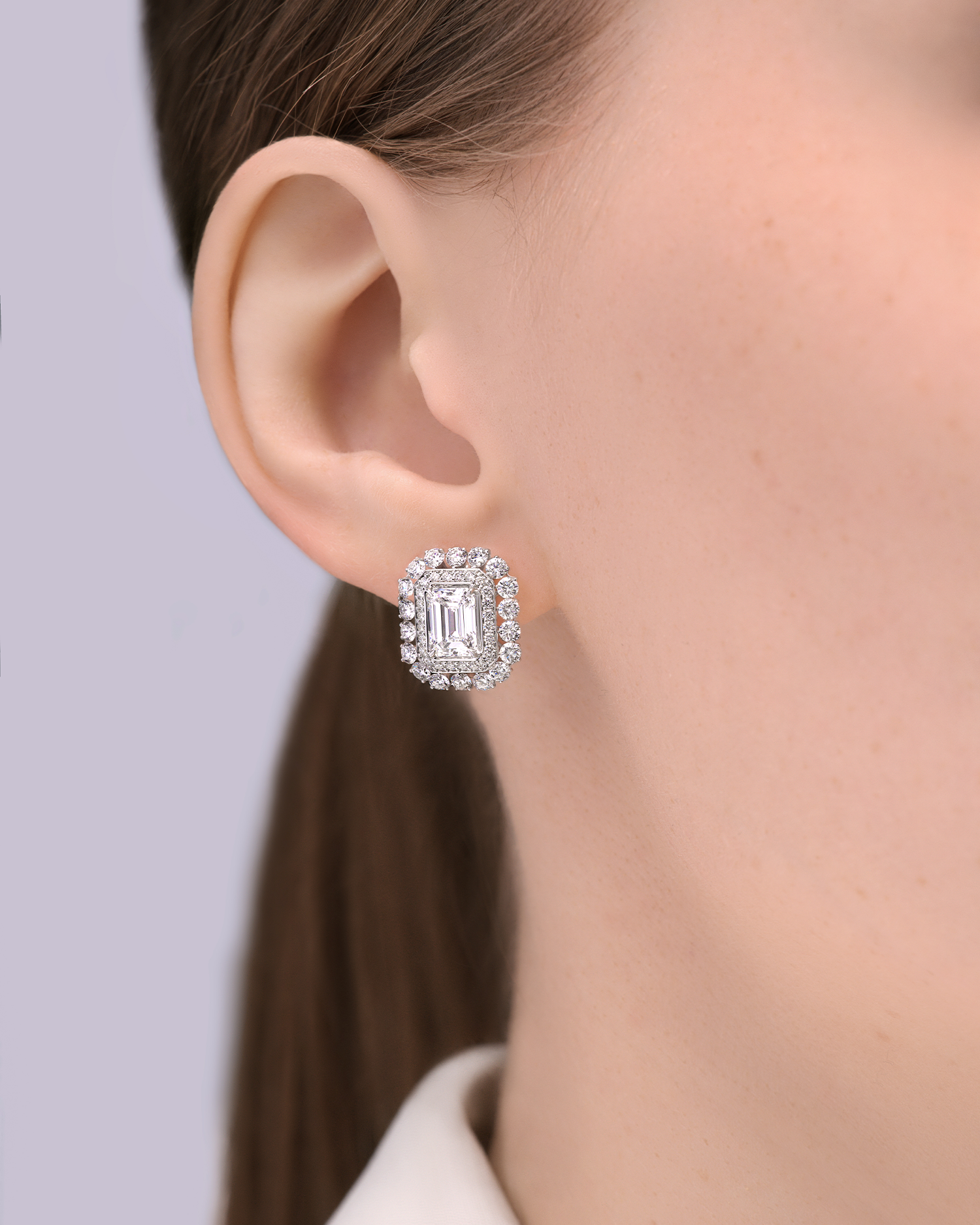 Серьги с бриллиантами, белое золото