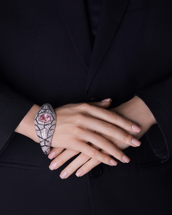 Браслет с морганитом и бриллиантами, белое золото 2