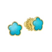 Пусеты с бирюзой, желтое золото