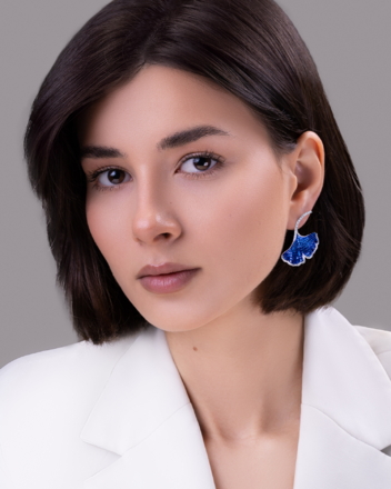 Серьги с сапфирами и бриллиантами, белое золото 2