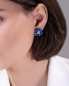 Пусеты с сапфирами и бриллиантами, белое золото