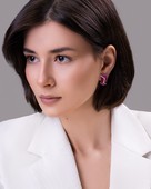 Серьги с рубинами и бриллиантами, белое золото