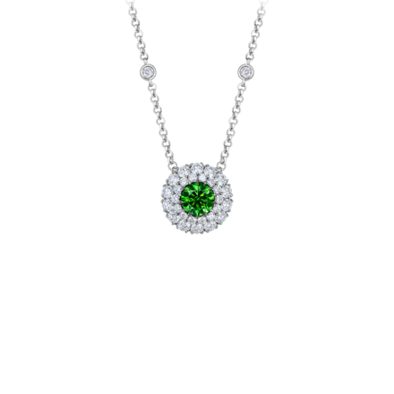 Колье с демантоидом и бриллиантами, белое золото