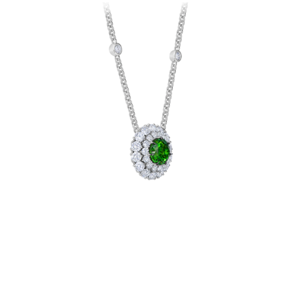 Колье с демантоидом и бриллиантами, белое золото 2