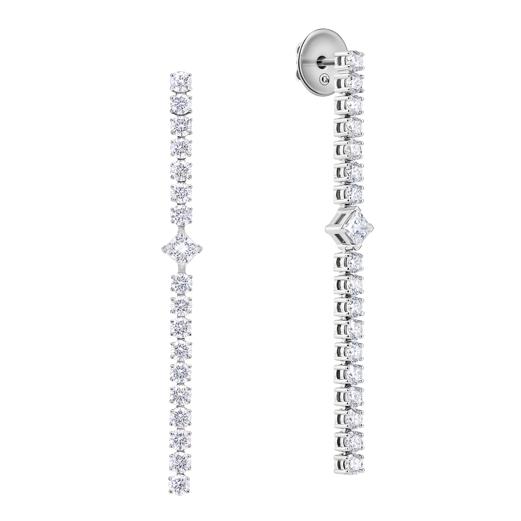 Пусеты с бриллиантами, белое золото