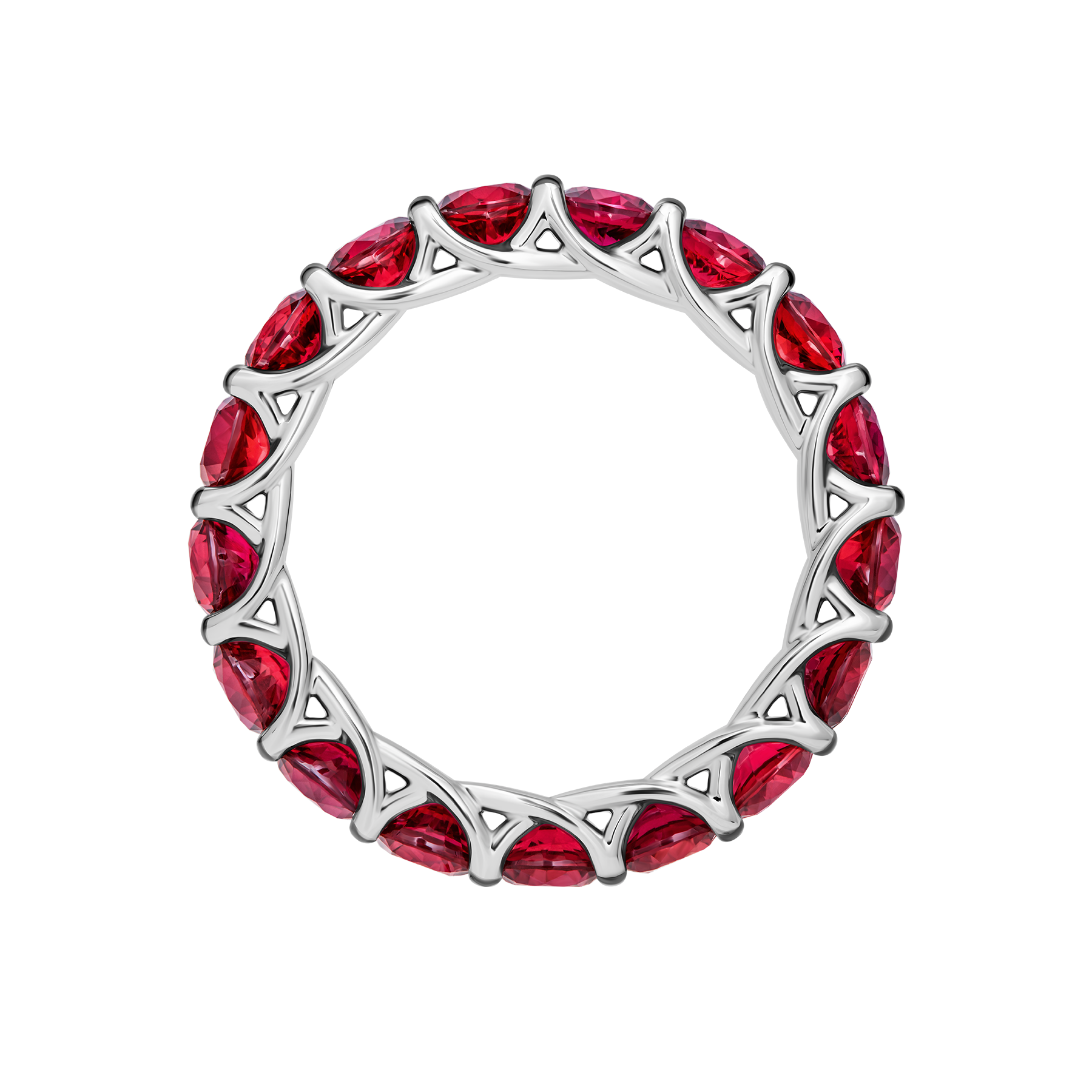 Кольцо с рубинами, белое золото