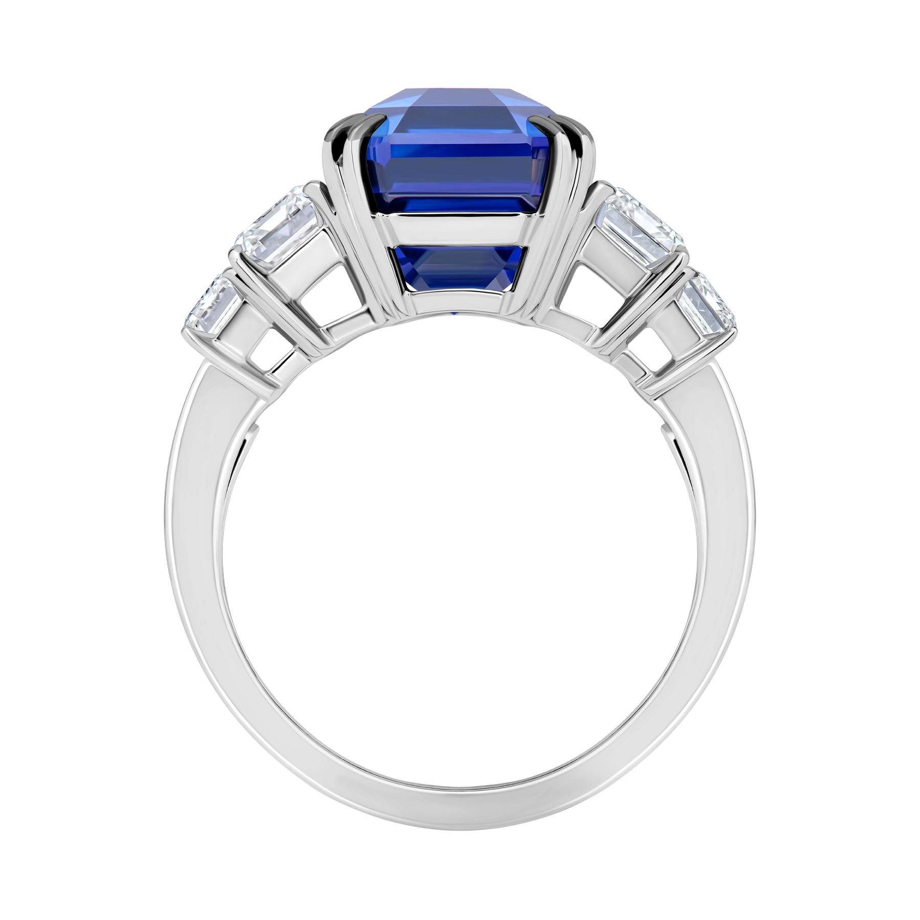 Кольцо с сапфиром и бриллиантами, белое золото