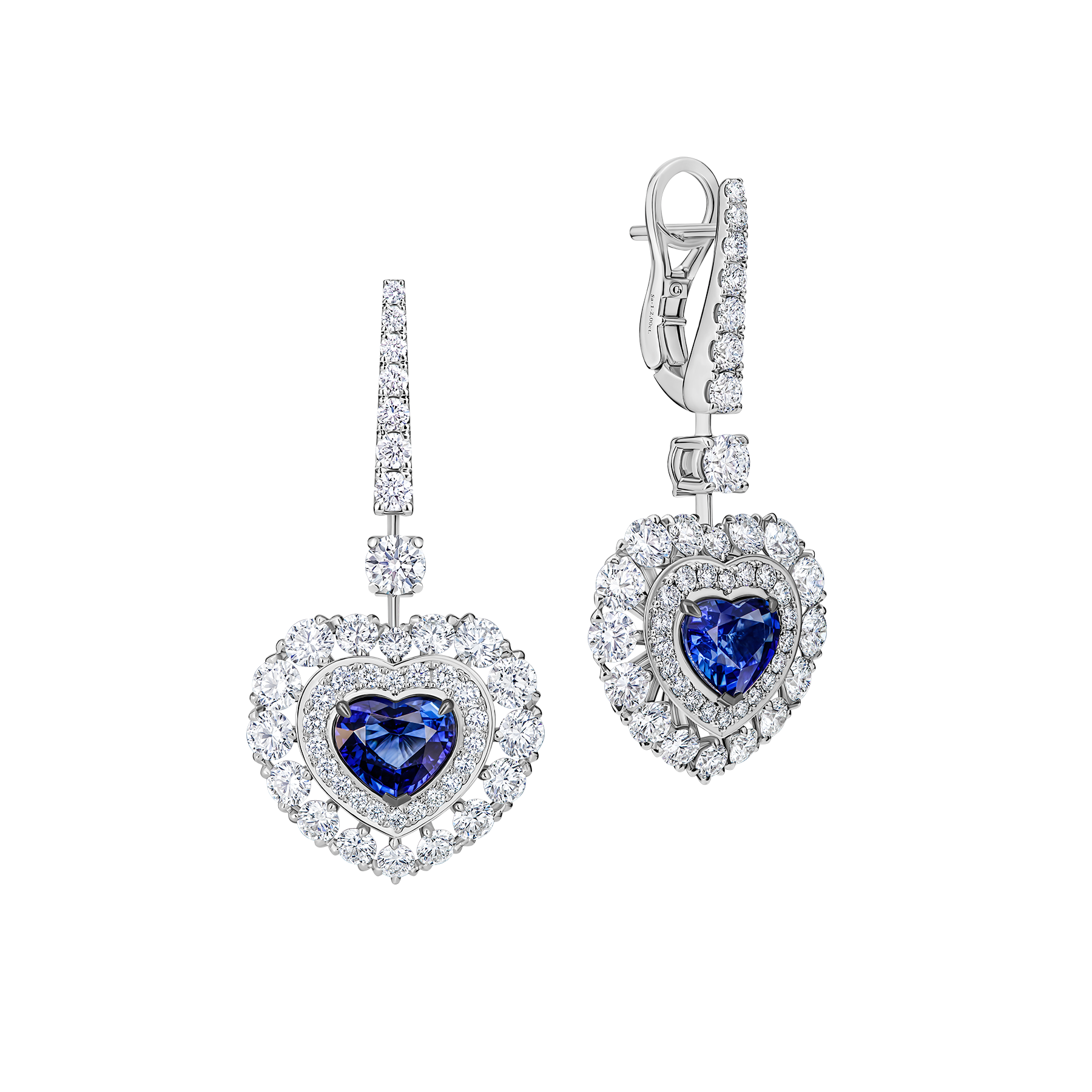 Серьги с сапфирами и бриллиантами, белое золото