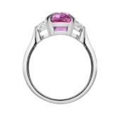 Кольцо с розовым сапфиром и бриллиантами, белое золото