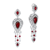 Серьги с рубинами и бриллиантами, белое золото