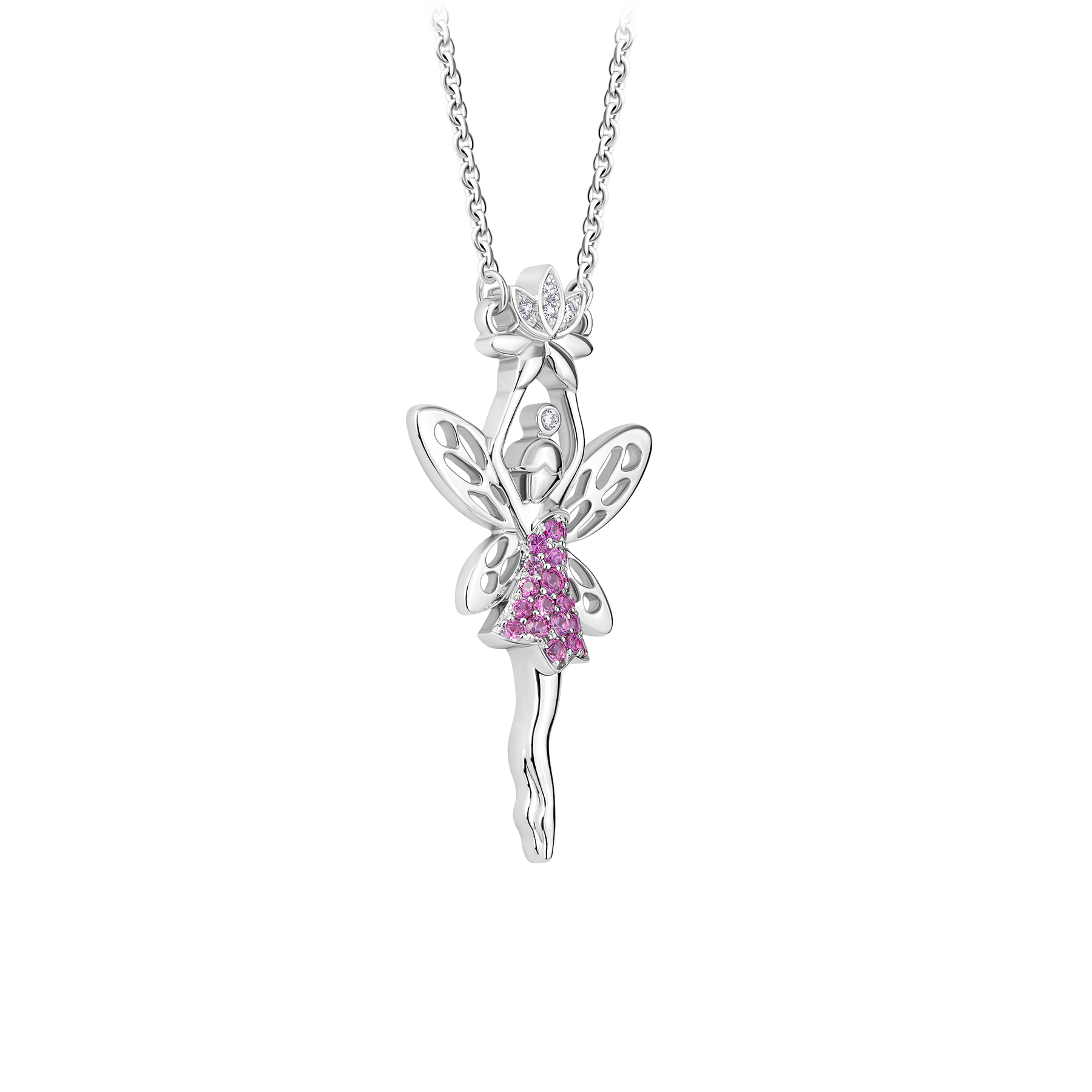 Колье с розовыми сапфирами и бриллиантами, белое золото