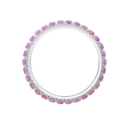 Обручальное кольцо с розовыми сапфирами, белое золото 2